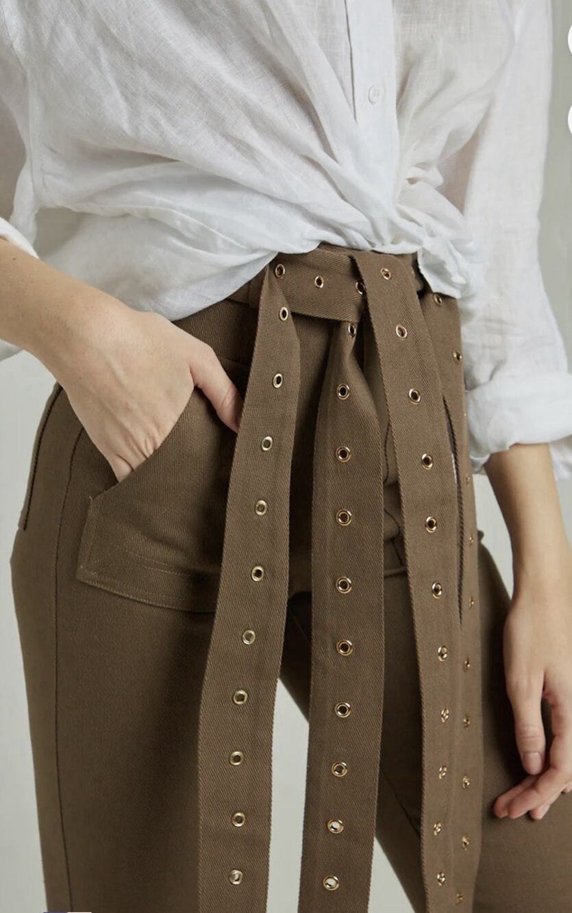 Mayka Gemelos Khaki Denim Pants Straight Cropped Size XS